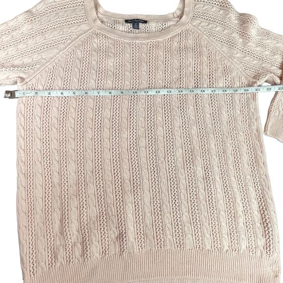 AEO Open Weave Cottagecore Sweater Delicate Pink SM Womens Top Shirt Wool Cotton - Picture 4 of 7